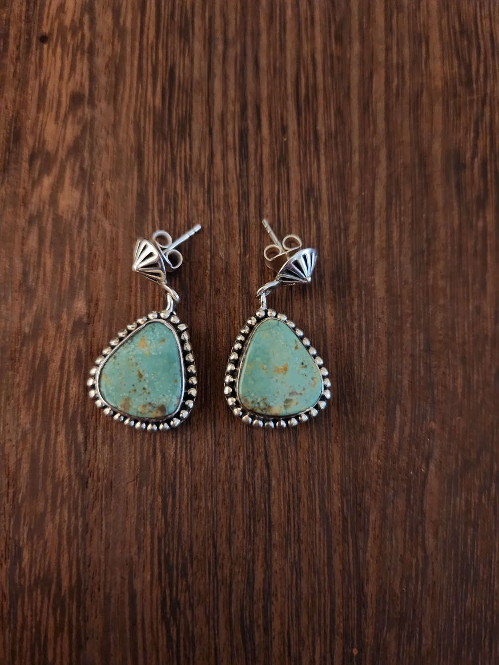 Sterling Silver Mine 8 Turquoise Drop Earrings